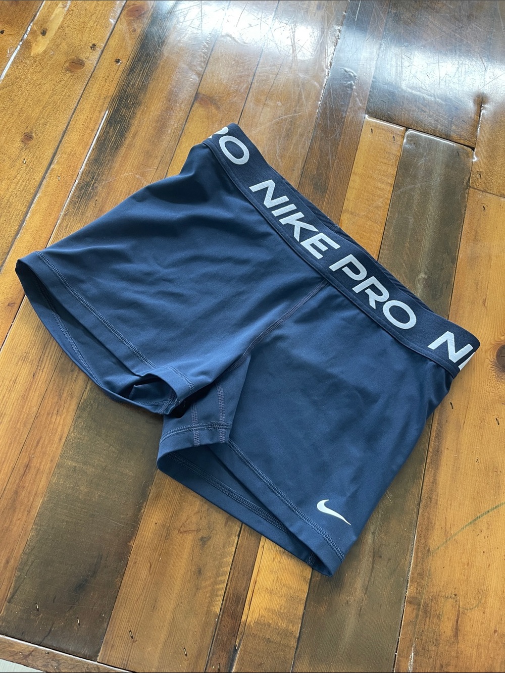 Nike Navy Athletic Compression Shorts with White Logo